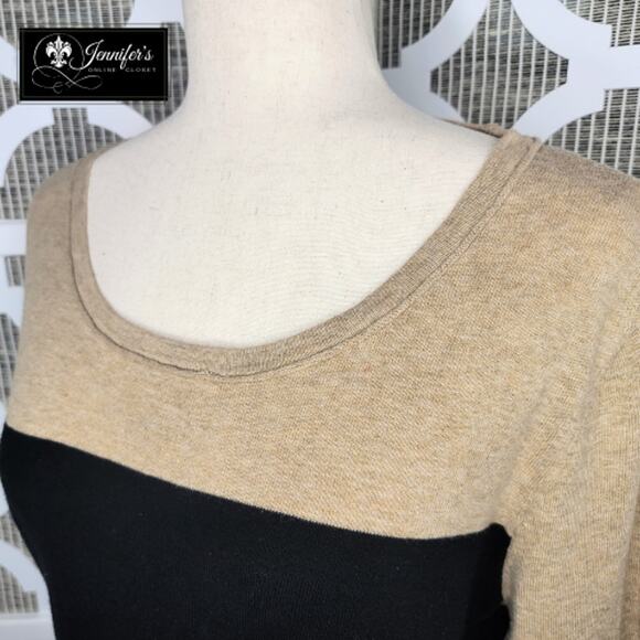 Jones New York Sport Women's Black and Tan 3/4 Sleeve Pull Over Sweater Size L - Picture 2 of 9